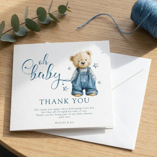Oh Baby | Blue Jean Baby Denim Baby Shower サンキューカード
