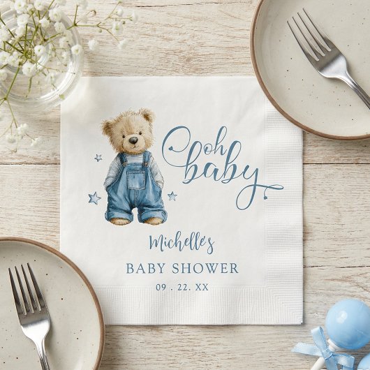 Oh Baby Blue Jean Baby Denim Baby Shower スタンダードカクテルナプキン