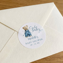 Oh Baby Blue Jean Baby Denim Baby Shower ラウンドシール