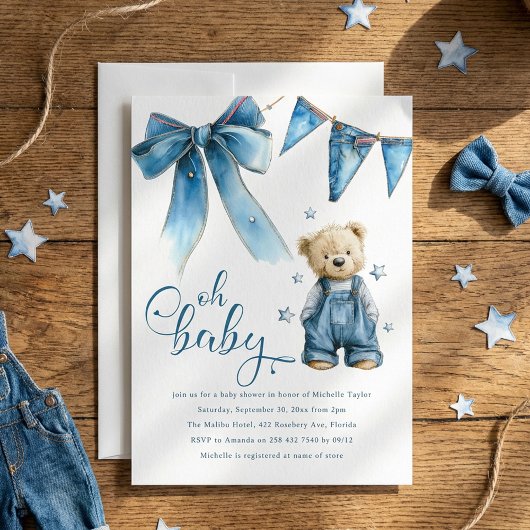 Oh Baby | Blue Jean Baby Denim Baby Shower 招待状