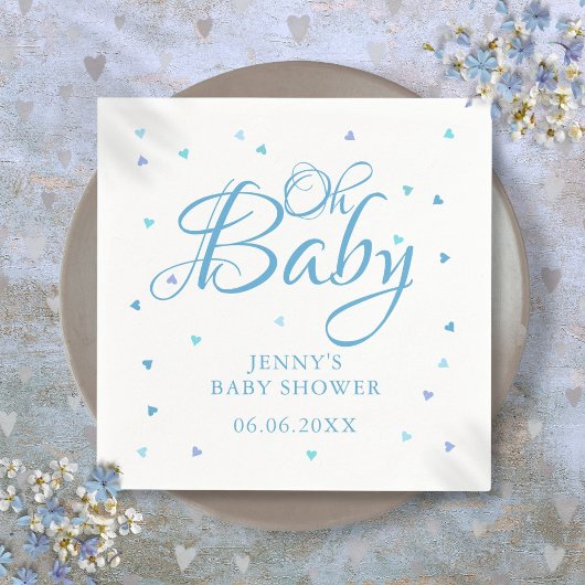Oh Baby Blue LoveハートBaby Shower / Sprinkle スタンダードカクテルナプキン