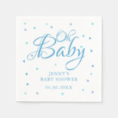 Oh Baby Blue LoveハートBaby Shower / Sprinkle スタンダードカクテルナプキン (正面)