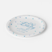 Oh Baby Blue LoveハートBaby Shower / Sprinkle ペーパープレート (アングル)