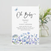 Oh Baby Blue Wildflower ベビーシャワー 招待状 (スタンド正面)