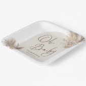 Oh Baby Boho Pampas Grass Neutral Baby Shower ペーパープレート (傾斜あり)