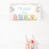 Oh Baby Boy Cute Bunny Pastel Baby Shower 横断幕 (インサイチュ)