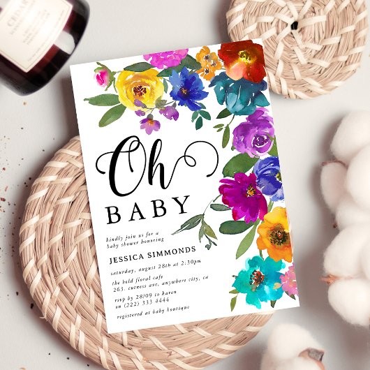 Oh Baby Bright & Bold Florals ベビーシャワー 招待状