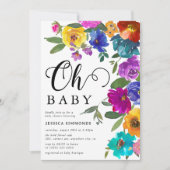Oh Baby Bright & Bold Florals ベビーシャワー 招待状 (正面)