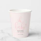 Oh Baby Calligraphy Pink Script Baby Shower 紙コップ (正面)