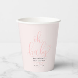 Oh Baby Calligraphy Pink Script Baby Shower 紙コップ