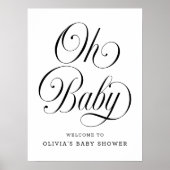 Oh Baby Chic B&W Neutral Baby Shower Welcome Sign ポスター (正面)