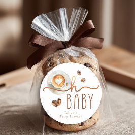 Oh Baby Coffee Baby Shower Favor Sticker ラウンドシール