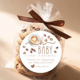 Oh Baby Coffee Baby Shower Thank You Favor Sticker ラウンドシール