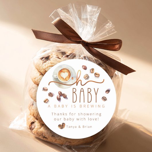 Oh Baby Coffee Baby Shower Thank You Favor Sticker ラウンドシール