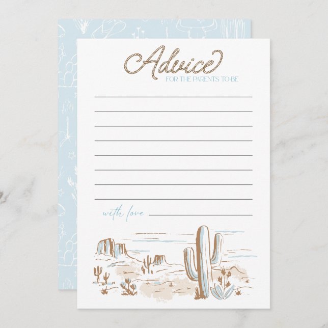 Oh Baby Cowboy Baby Shower Advice for Parents  (正面/裏面)