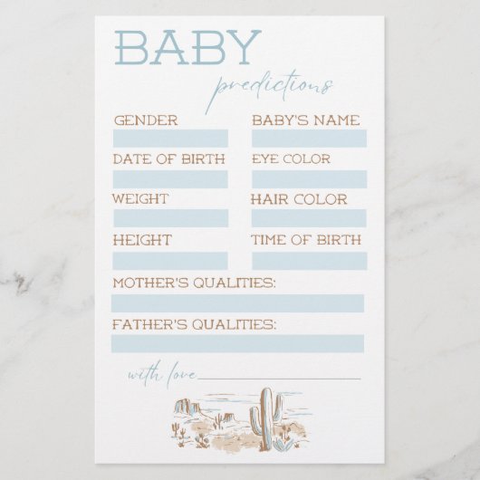 Oh Baby Cowboy Baby Shower Predictions (正面)