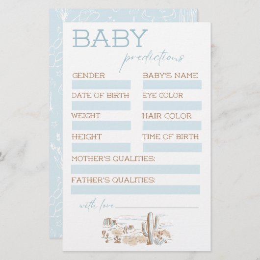 Oh Baby Cowboy Baby Shower Predictions (正面/裏面)