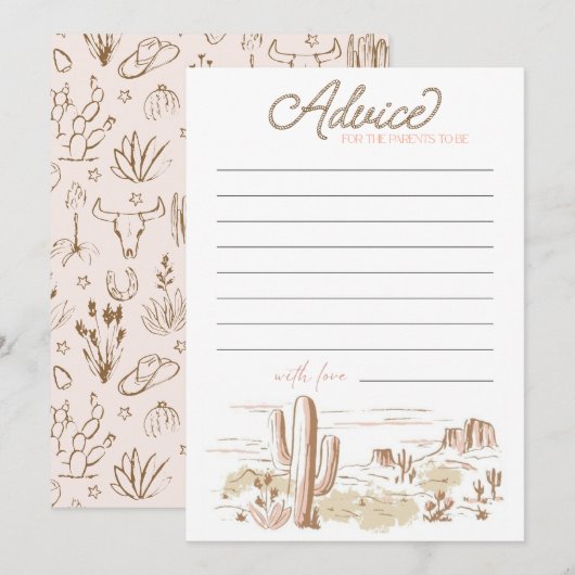 Oh Baby Cowgirl Baby Shower Advice for Parents ノートカード (正面/裏面)