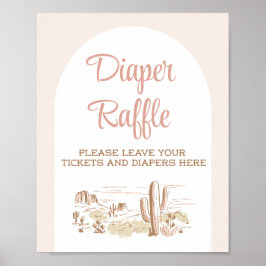 Oh Baby Cowgirl Baby Shower Diaper Raffle Sign ポスター