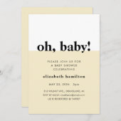 Oh Baby! Cream and White Baby Shower Invitation 招待状 (正面/裏面)