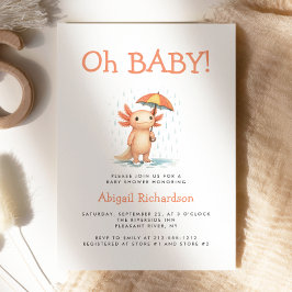 Oh Baby Cute Axolotl Baby Shower 招待状