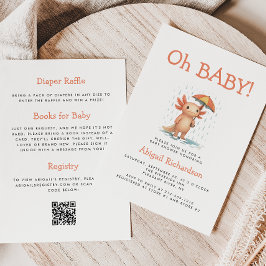 Oh Baby Cute Axolotl QR Code Baby Shower 招待状