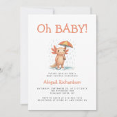 Oh Baby Cute Axolotl QR Code Baby Shower 招待状 (正面)