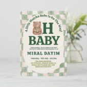 Oh Baby Cute Bear Watercolor Matcha Baby Shower 招待状 (スタンド正面)