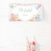 Oh Baby Cute Bunny Pastel Baby Shower Boy 横断幕 (インサイチュ)