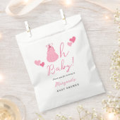 Oh Baby Cute Pink Pumpkin Bow Girl Baby Shower フェイバーバッグ (クリップ留めされた状態)