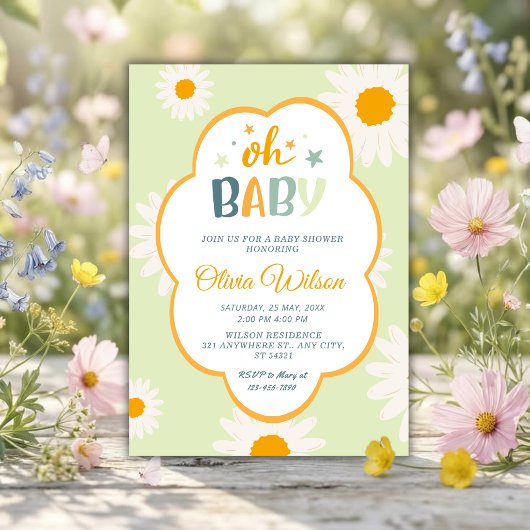 Oh Baby Daisy Baby Shower 招待状