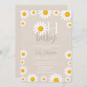 Oh Baby Daisy Boho Neutral Baby Shower 招待状 (正面/裏面)