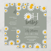 Oh Baby Daisy Neutral Baby Shower All In One 招待状 (正面/裏面)