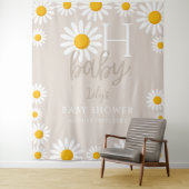 Oh Baby Daisy Neutral Baby Shower Photo Backdrop タペストリー (インサイチュ)
