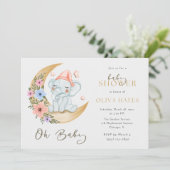 Oh Baby Dreamy Moon Elephant Baby Shower 招待状 (スタンド正面)