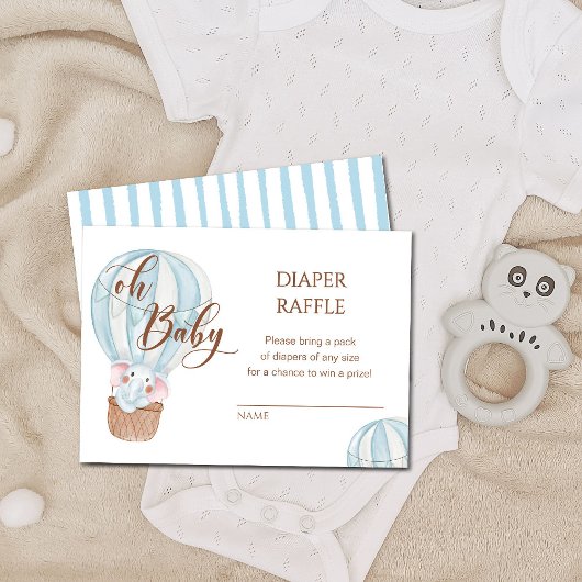 Oh Baby Elefant in Heißluftballon Windel-Verlosung エンクロージャーカード