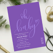 Oh Baby!  Elegant Purple Script Baby Shower 招待状