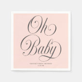 Oh Baby Elegant Script Blush Pink Girl Baby Shower スタンダードカクテルナプキン (正面)