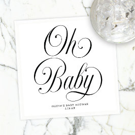 Oh Baby Elegant Script Gender Neutral Baby Shower スタンダードカクテルナプキン