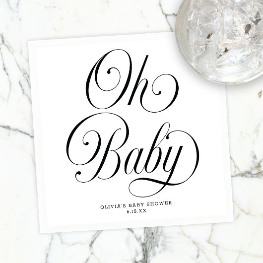 Oh Baby Elegant Script Gender Neutral Baby Shower スタンダードカクテルナプキン