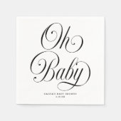 Oh Baby Elegant Script Gender Neutral Baby Shower スタンダードカクテルナプキン (正面)