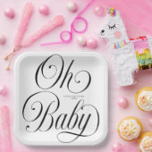 Oh Baby Elegant Script Gender Neutral Baby Shower ペーパープレート (パーティー)