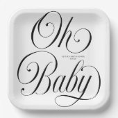 Oh Baby Elegant Script Gender Neutral Baby Shower ペーパープレート (正面)
