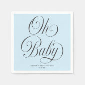 Oh Baby Elegant Script Lt. Blue Boy Baby Shower スタンダードカクテルナプキン (正面)