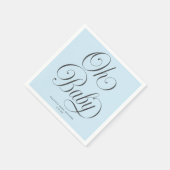 Oh Baby Elegant Script Lt. Blue Boy Baby Shower スタンダードカクテルナプキン (角)