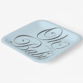 Oh Baby Elegant Script Lt. Blue Boy Baby Shower ペーパープレート (傾斜あり)