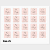 Oh Baby Elegant Script Pink Baby Shower Favor スクエアシール (シート)