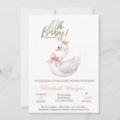Oh Baby Elegant Swan Bow Crown Flowers 招待状 (正面)