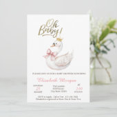 Oh Baby Elegant Swan Bow Crown Flowers  招待状 (スタンド正面)