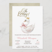 Oh Baby Elegant Swan Bow Crown Flowers  招待状 (正面/裏面)